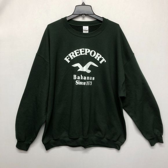 Gildan Men Pullover Freeport Bahamas Sweatshirt Size 2XL XXL Green B216 -19 - Picture 1 of 10